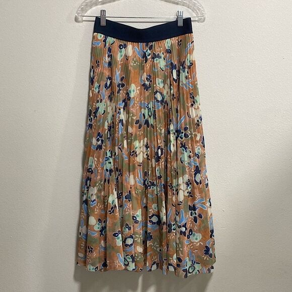 Wilfred Twirl Pleated Midi Skirt Size M Recycled Chiffon Floral High Waist - Picture 3 of 9